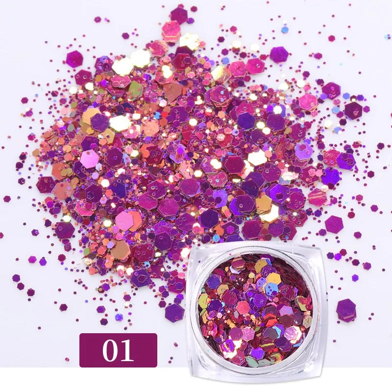 Iridescent 3D Ultrathin Sequins Nail Glitter Flakes Slices Purple White Sparkly DIY Tips Dazzling Paillette Nail Art Decorations