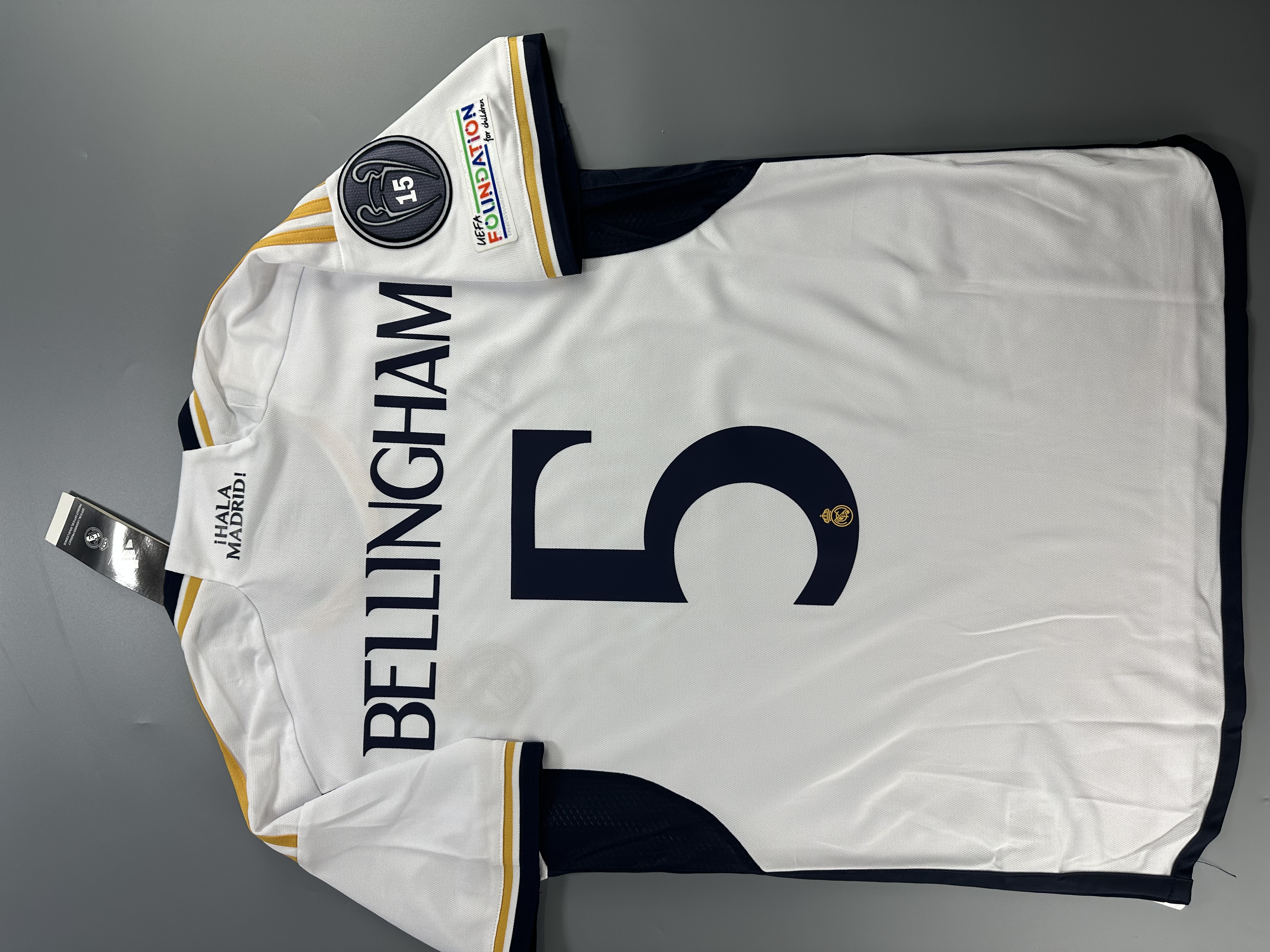 2023-2024 Real Madrid Home BELLINGHAM#5+15 Champion patch Football Shirt 1:1 Thai Quality