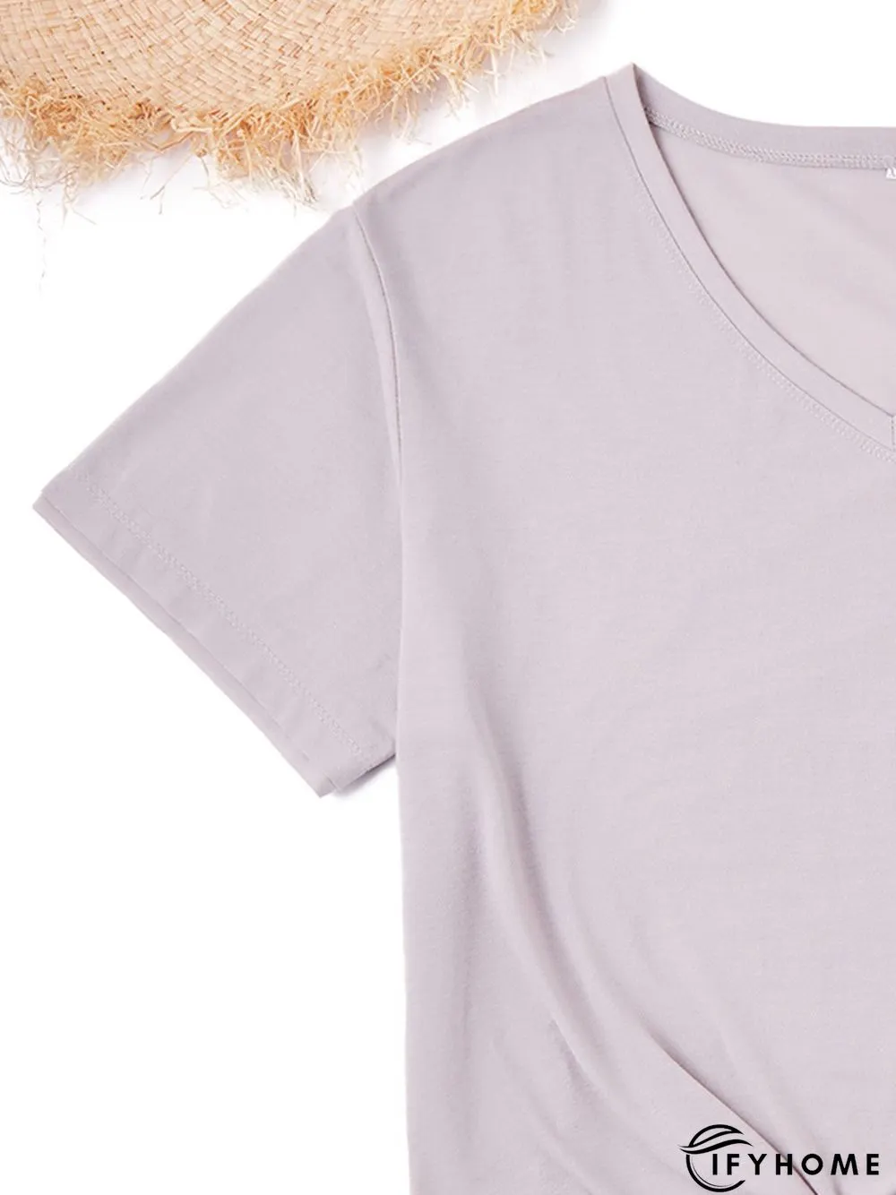 Cotton Holiday Short Sleeve V Neck T-shirt | IFYHOME