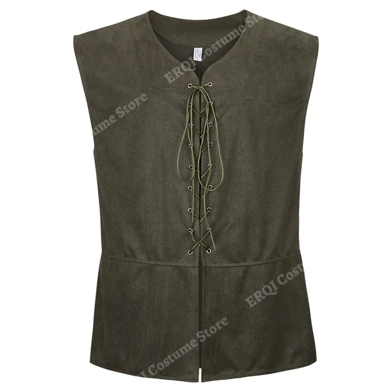 Billionm Vest Faux Leather Medieval Waistcoat for Men Cosplay Chevalier Costume Plus Size Renaissance Vest Brown Black Blue