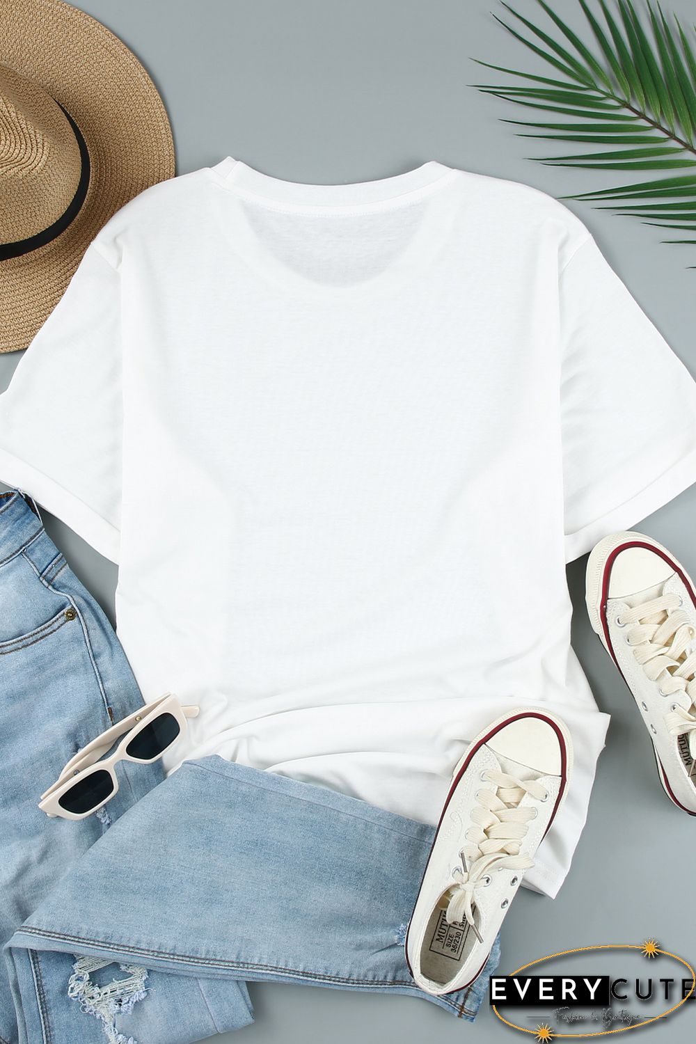 White MAMA Star Print Short Sleeve Crew Neck T Shirt