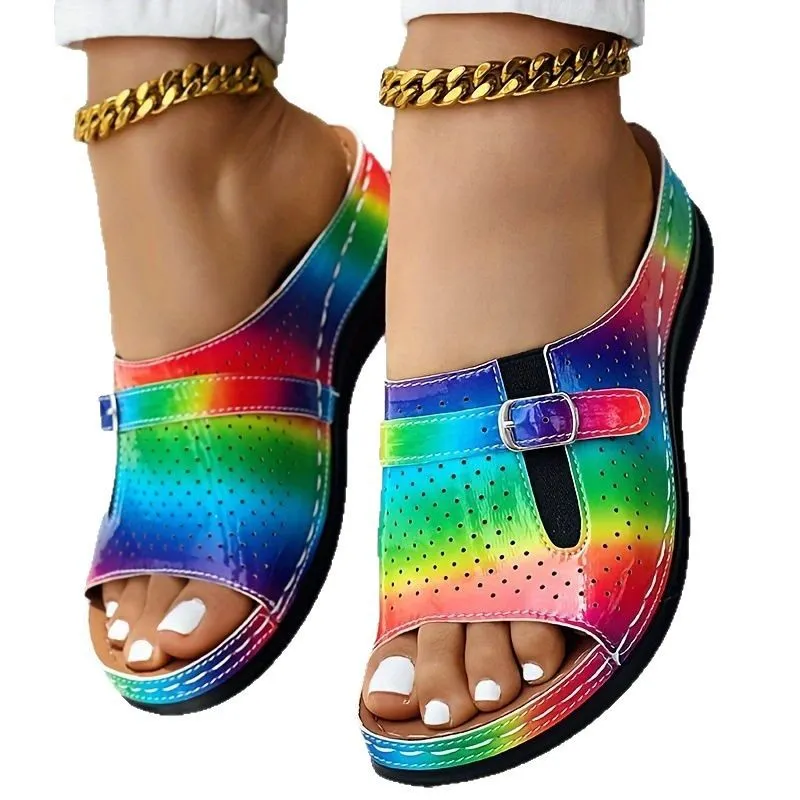 Breakj Breakj Summer New Large-Size Lady Thick-Soled Sandals Belt Buckle Decoration Light And Comfortable
