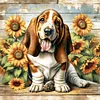 Beagle-Peinture au diamant de forage rond-40*40cm