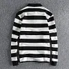 Retro Striped Washed Terry Casual Lapel Long-Sleeved Polo Shirt