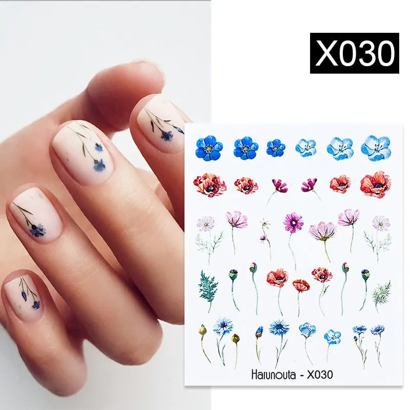 Geometric Lines Flowers Leaves 3D Nail Sticker Figure Woman Face Pattern Special Self Adhesive Nail Art Decals Manicures Sliders-Nail Inspo