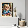 Blonde Little Girl Eating Breakfast-11CT Stamped Cross Stitch 40*55cm/15.75*21.65in