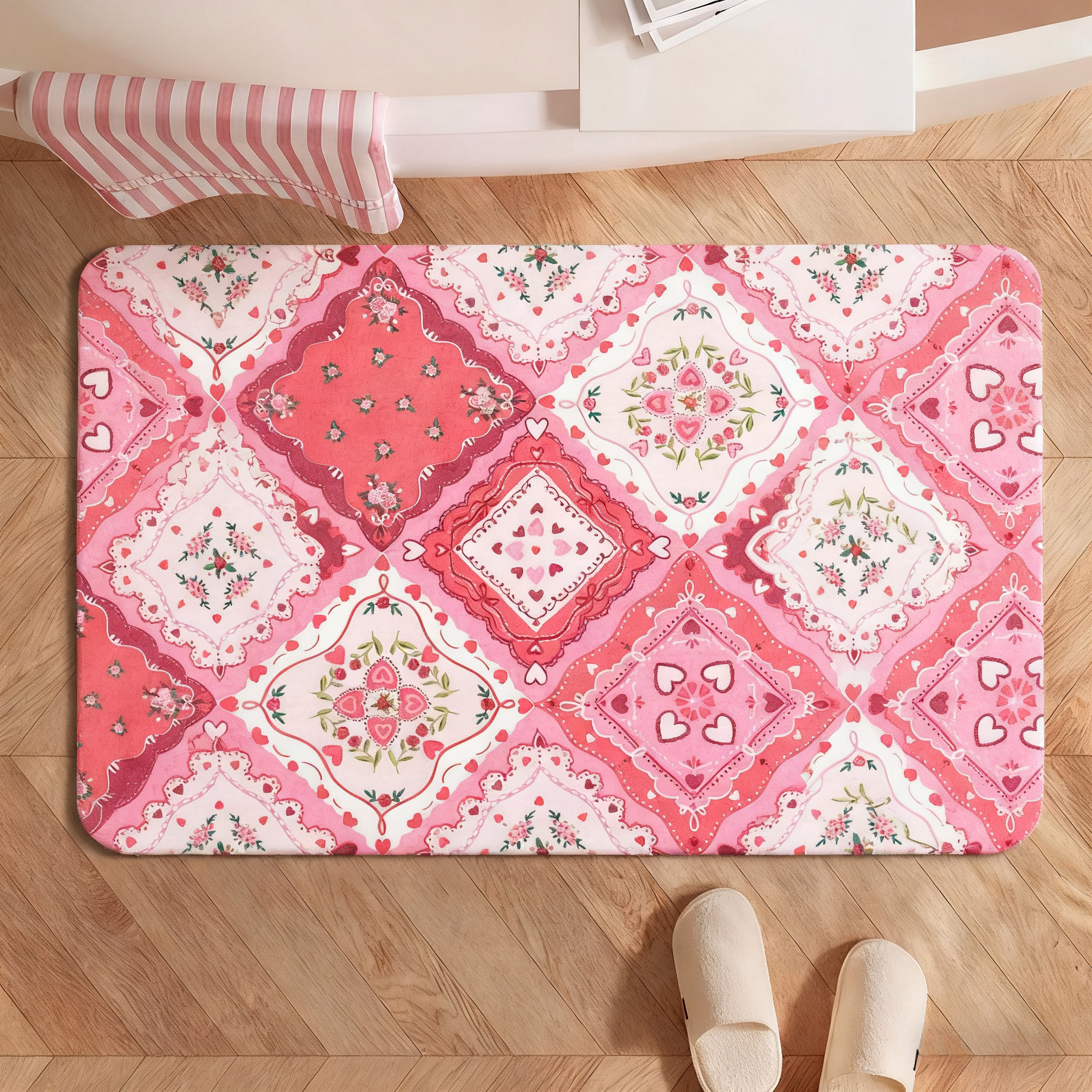 Vintage Geometric Floral Doormat