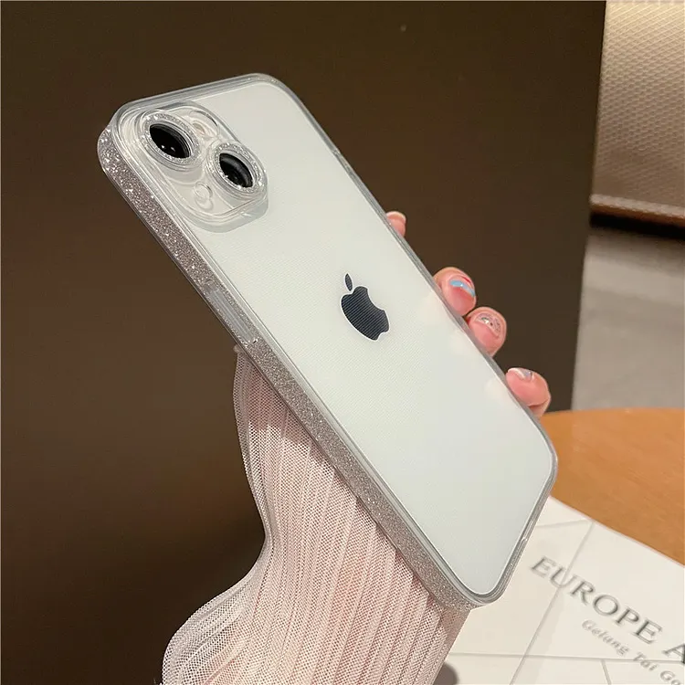 Glitter Sparkle Bling Lens Bumper Protection Clear Soft Shockproof Cover For iPhone