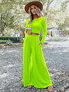 Casual Simple Long Sleeves+Wide Leg Suits