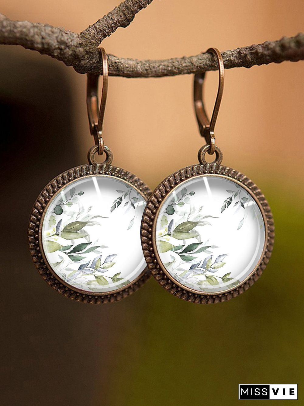Leisure Holiday Leaf Transparent Gemstone Earrings T-Shirt/Tee Matching