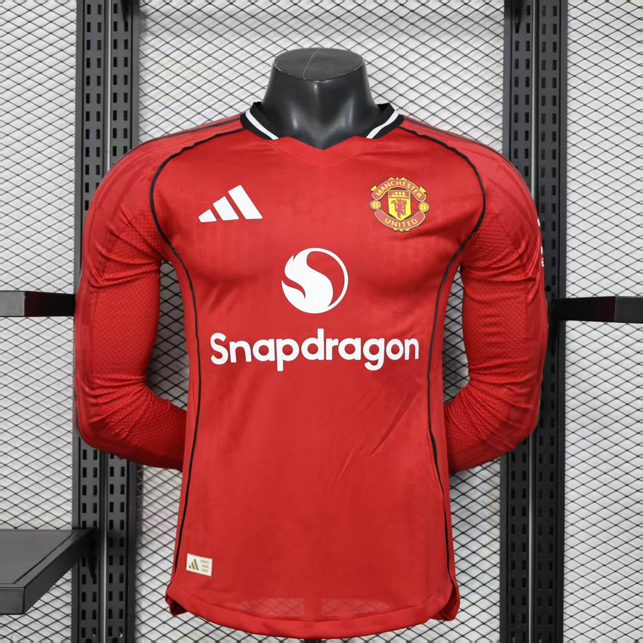 2025-2026 Long Sleeve Player Version Manchester United Home Football Shirt 1:1 Thai Quality Maxi Kit