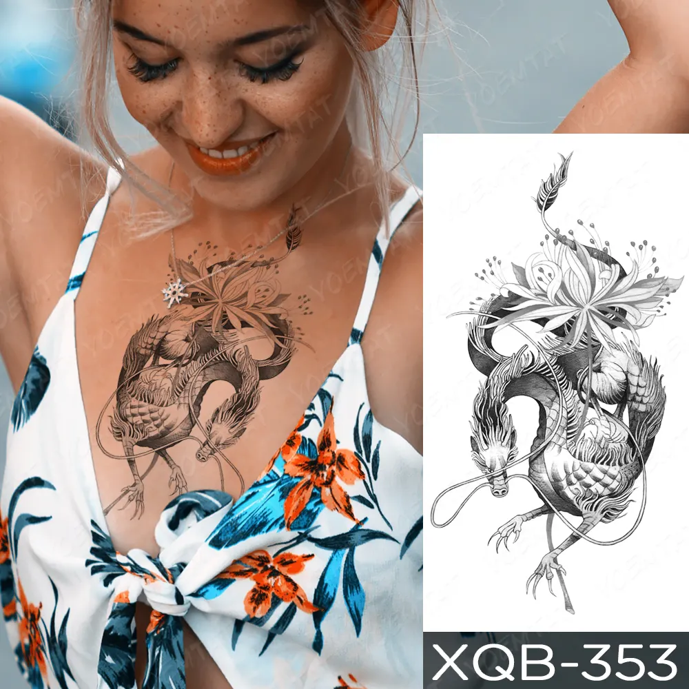 Sdrawing Sdrawing Temporary Sleeve Arm tattoo Sticker Lion Clock Tiger Gear Skeleton Rose tattoos Body Art Fake tatoo Men Women Black