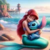 Princess Ariel And Stitch - 11CT Stamped Cross Stitch - 40*40cm - Disney