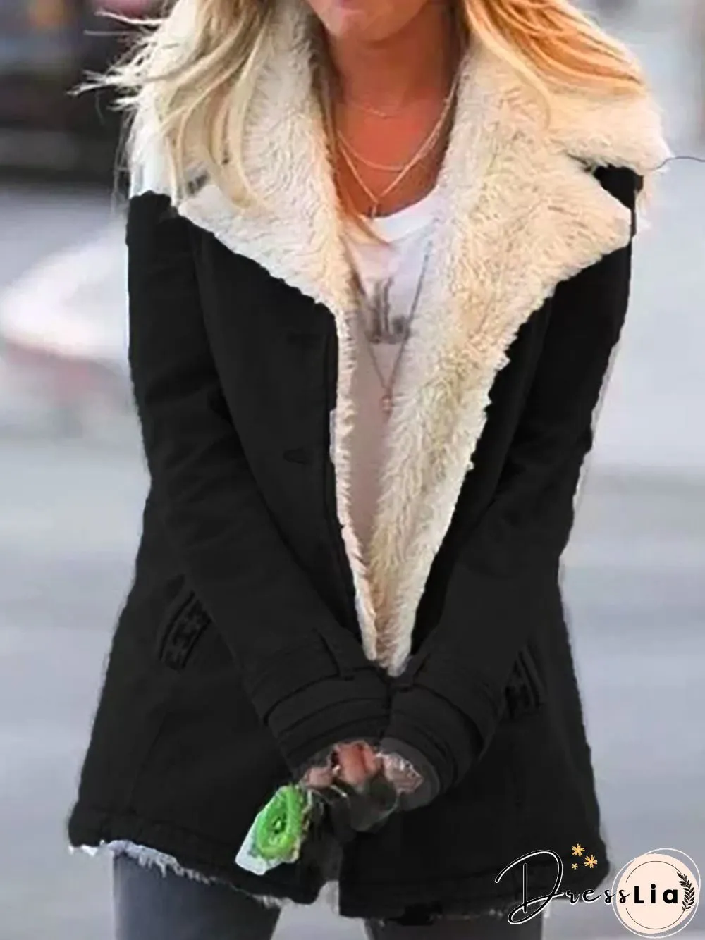 Casual Plain Turn-Down Collar Buttoned Long Sleeve Outwear
