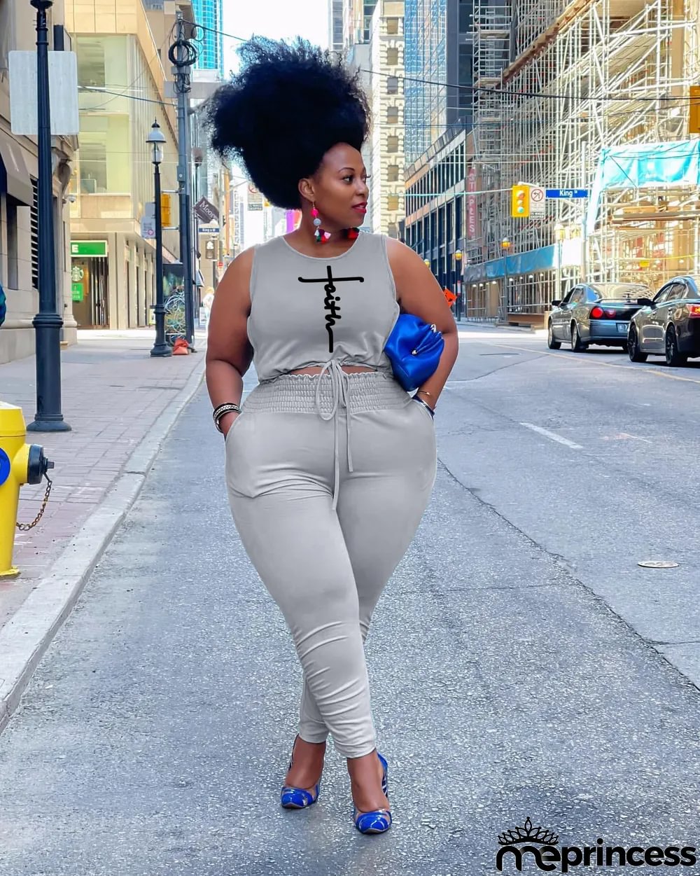 Women's Fashion Spring Summer Letter Print Tank Top Pants Casual Sport Plus Size Two-Piece Set