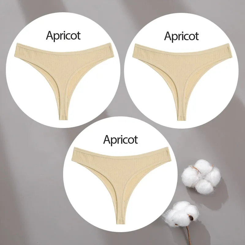 3PCS/Set Cotton Panties G-String Women Panties Sexy Underwear Female Lingerie Thong Briefs for Woman Solid Color Intimate Pantys