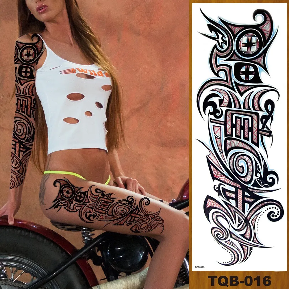 Full Flower Arm Temporary Sexy Tattoo Sticker Men Women Adult Girl Body Art Fake Tatoo Characters Love Confession Totem Lily DIY