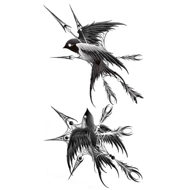 Waterproof Temporary Tattoo Stickers Butterfly Tiger Feather  Design Tattoo Children Black Body Art Fake Tattoos for Men Women