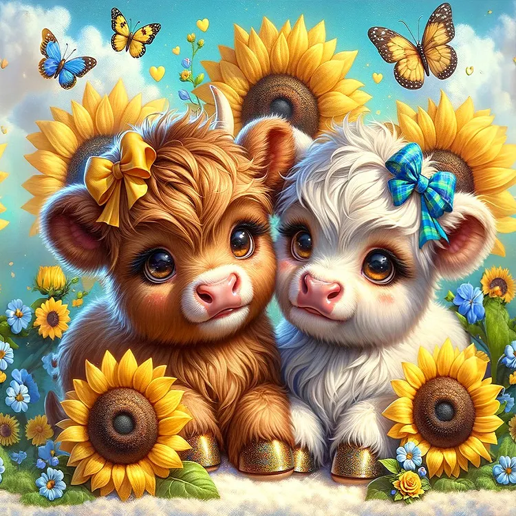 Sunflower Consumes Cow 40*40CM(Canvas) Full Round Drill Diamond Painting gbfke