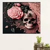 Skull Pink Roses-Full Round Diamond Painting 50*60CM