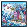 >SALE<Full Embroidery Eco-cotton Thread 11CT Printed Seaside World Cross Stitch50x50cm