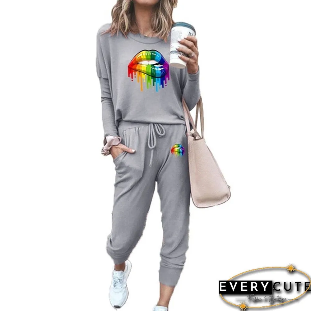 Women Fashion Two Piece Outfit Sport Sets Womens Sportswear Jogging Suits S-2Xl