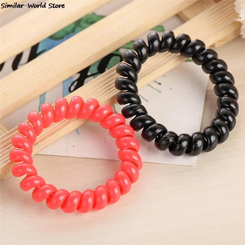 New 10PCS/lot Rubber Band Headwear Rope Spiral Shape Elastic Hair Bands Girls Hair Accessories  Hair Ties Gum Telephone Wire