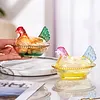 Vintage-Style Glass Hen on Nest Dish with Lid Tabletop Dessert Plate Snack Bowl