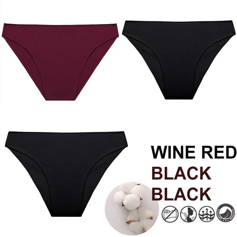 FINETOO 3PCS/Set M-XXL Panties Women Cotton Lingerie Woman Underwear Sexy Femme Underwear Girls Underpant Panty  7 Solid Colors