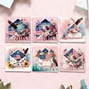 6pcs Diamond Painting Independence Day Greeting Card with Envelope for Family Friends Holiday Gift Congratulations