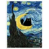 Van Gogh Monet Black Cat - 11CT Stamped Cross Stitch 40*53cm/15.75*20.87in