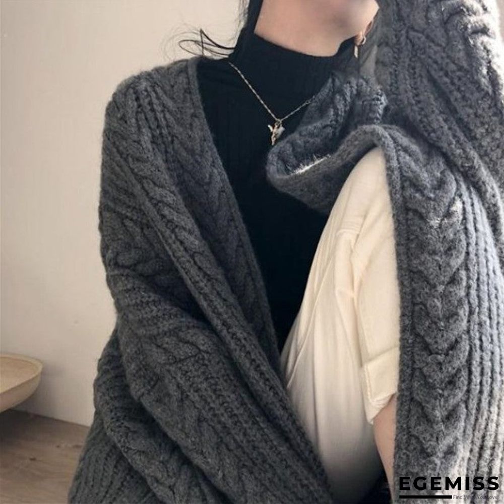 Autumn New Long Knit Cardigan Long Sleeve Lazy Twist Sweater Coat | EGEMISS
