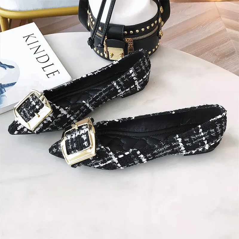 Yyvonne Women Flats Black Ballet Flats for Women Foldable Shoes for Ladies Flats Comfortable Small Size 31 32 33 34 Big Size 45 46 Metal