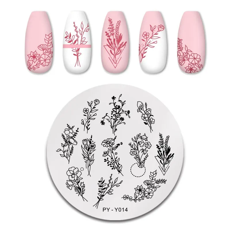 PICT YOU Nail Stamping Plates Flower Plant Pattern Nail Art Plate Stencil Stainless Steel Line Pictures Theme Image Plates Mold-Nail Inspo