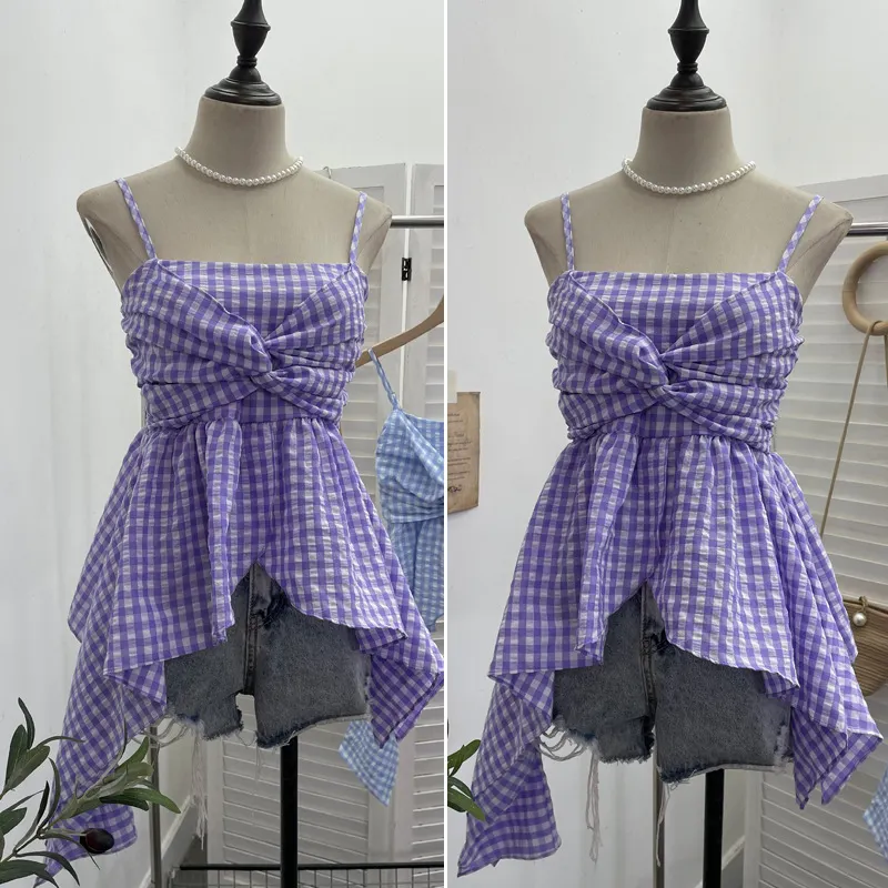 Churchf Stupid Irregular Skirt Sling Sling Sling Vest Bohemian Holiday Hottie Sleeveless Top 9223