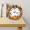 Acrylic Special Shaped Halloween Pumpkin Diamond Painting Clock Desktop Decor