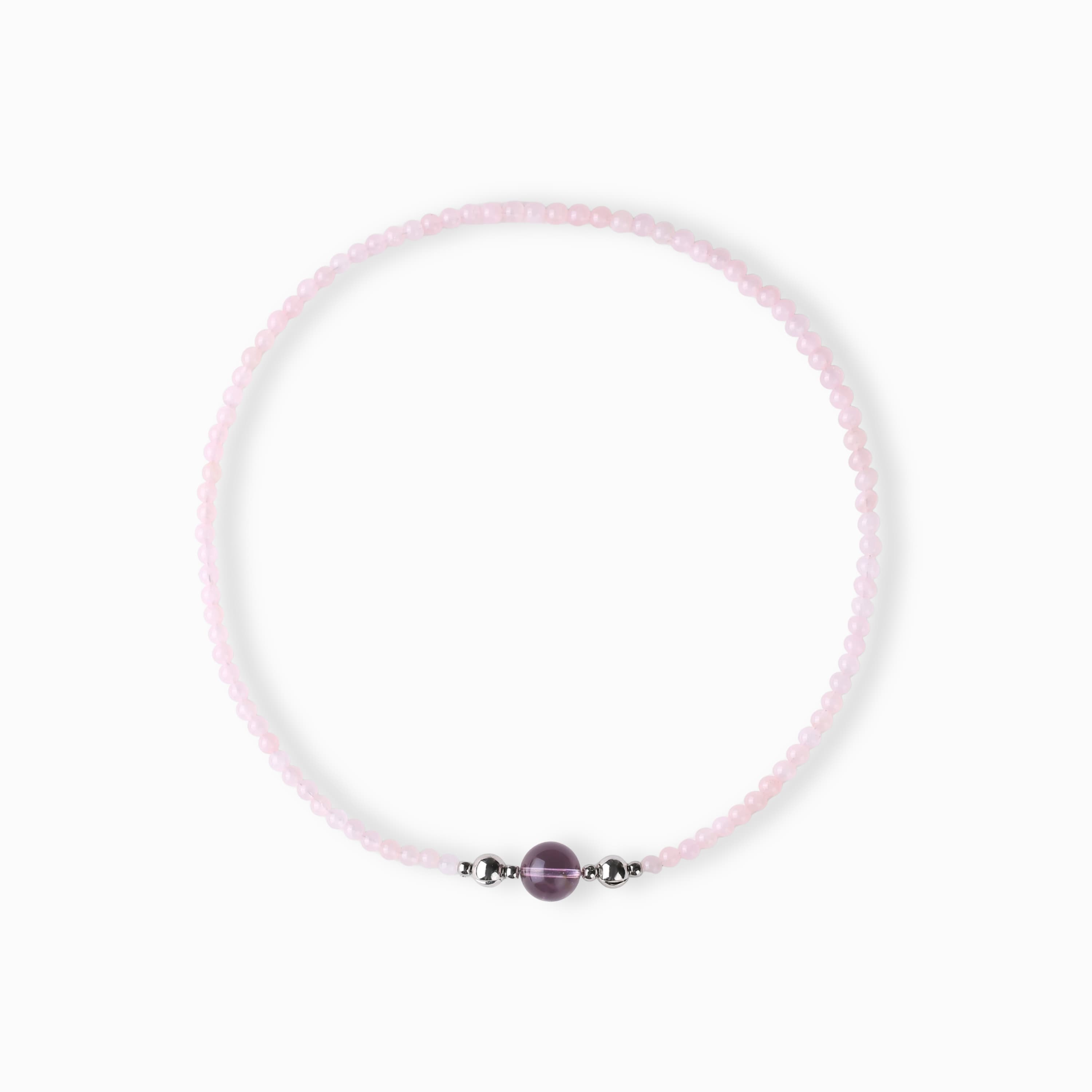 Rose Quartz Light Amethyst Magnetic Necklace Set with modular magnetic styling, product view