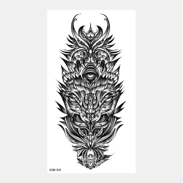 Sdrawing Temporary Tattoo Stickers Animal Tiger Lion Wolf Head Domineering Half Arm Big Picture Water Transfer Tatto Sticker