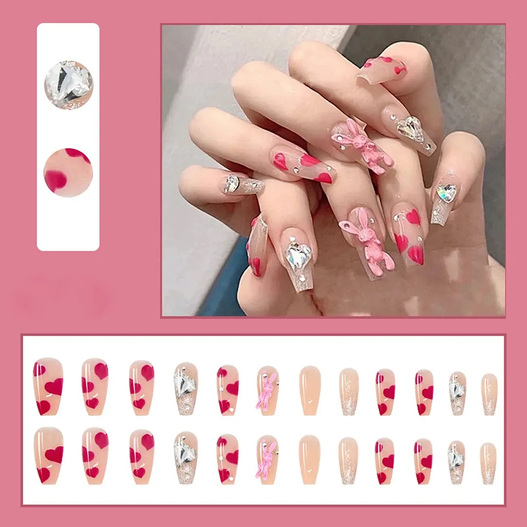 Long Coffin False Nails Aurora Butterfly with designs French Ballerina fake Nails wearable nail stickers Full Cover Nail Tips
