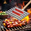 Hot Dog Roller with Wood Handle Stainless Steel Griller Grill Accessories (L)