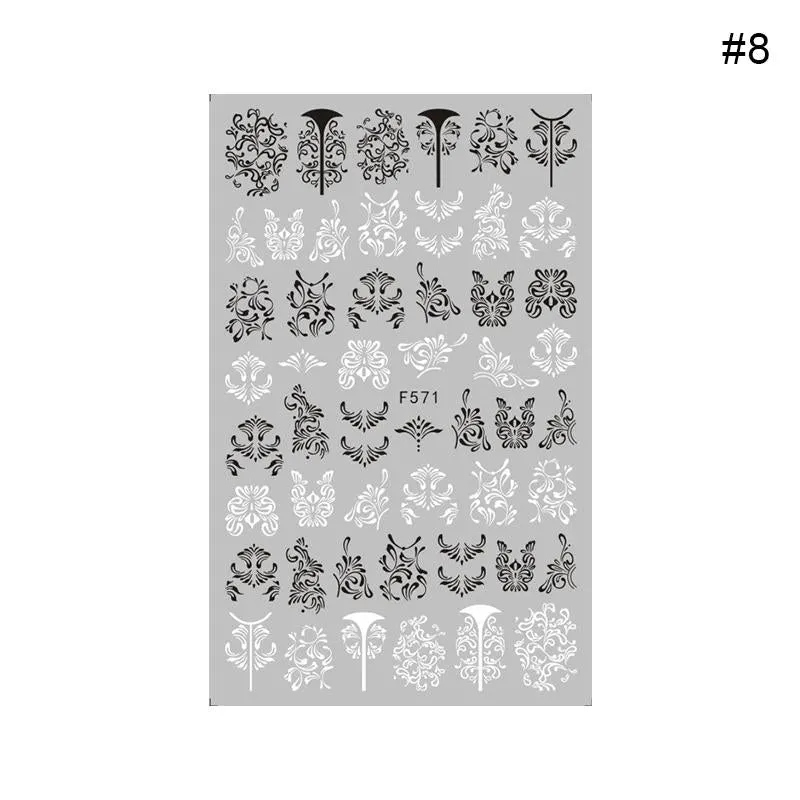 1 Sheet Leaves Geometry 3D Nail Art Stickers Sliders Mandala Flowers Leaf Adhesive Nail Decals Foil Decoration Manicuring Wrap