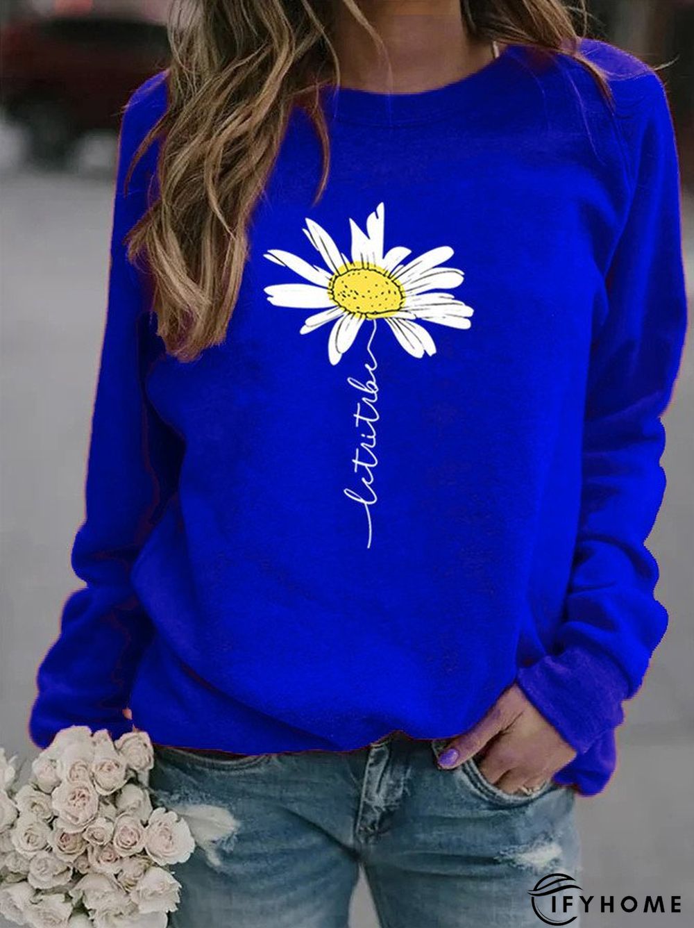 Casual Printed Crew Neck Long Sleeve Sweatshirts | IFYHOME