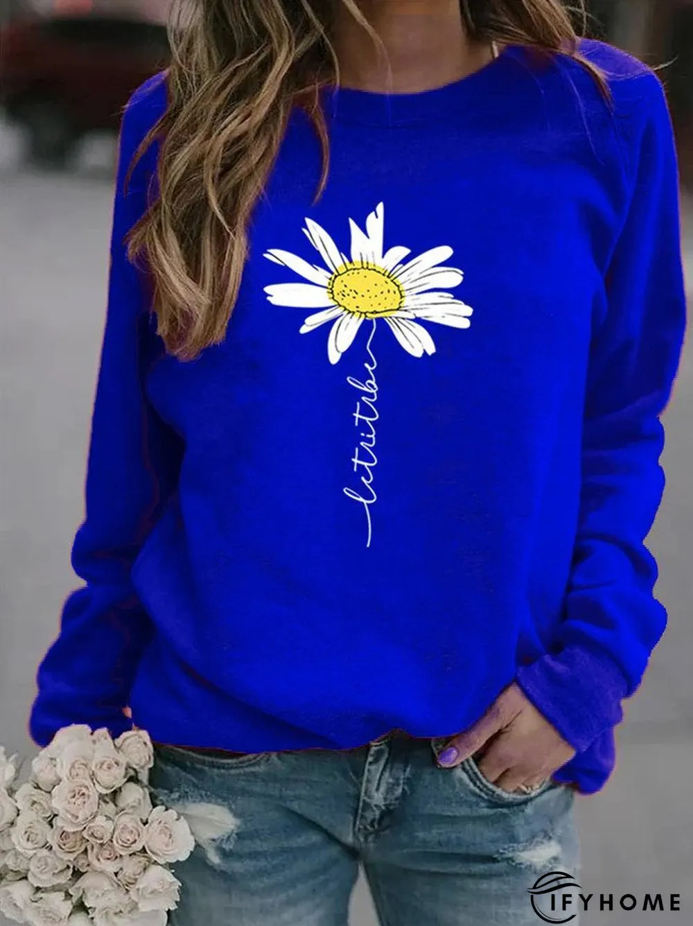 Casual Printed Crew Neck Long Sleeve Sweatshirts | IFYHOME