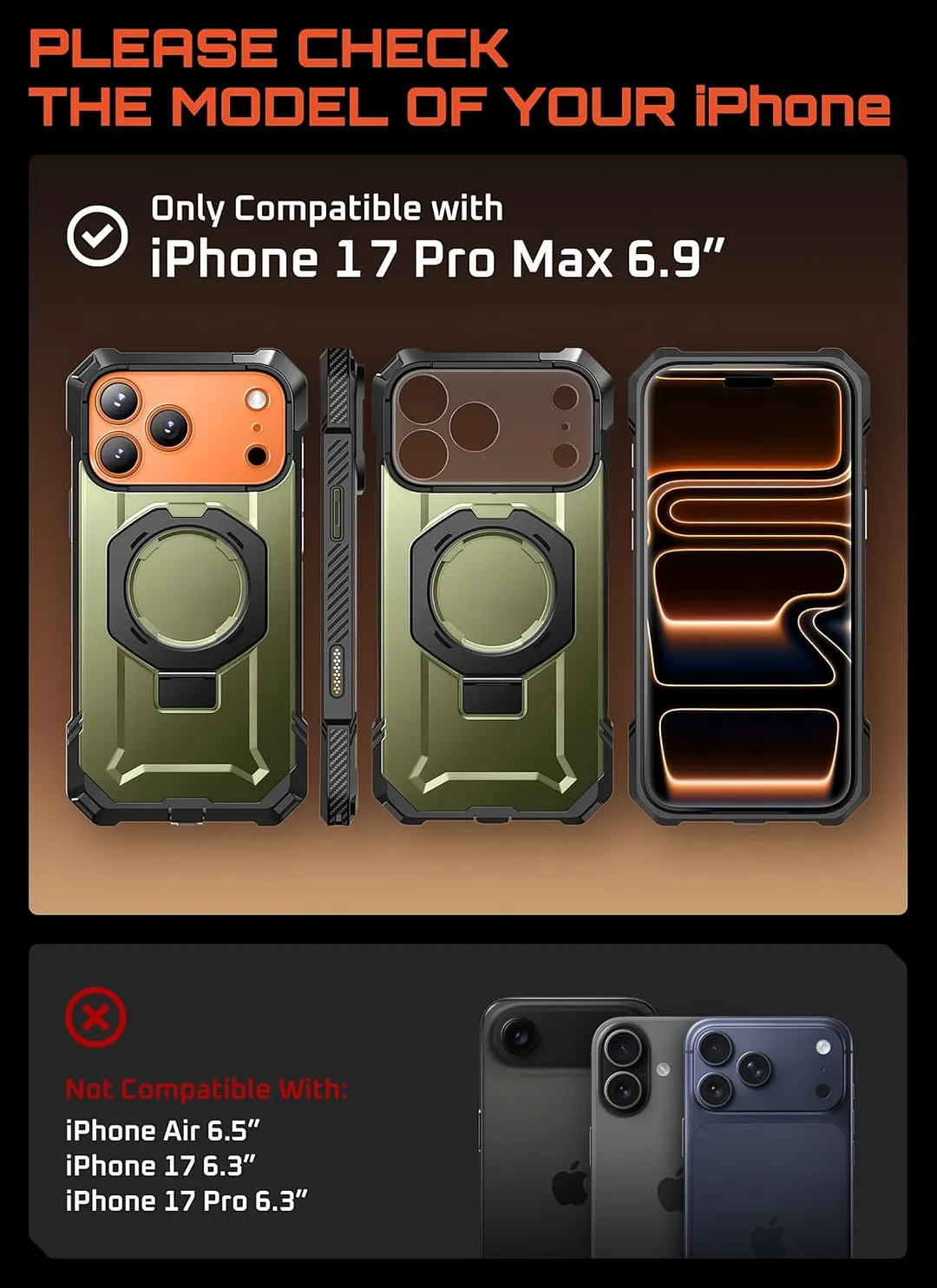 Compatible with iPhone 17 Pro Max Case with Kickstand (Unicorn Beetle Grip), [Camera Control Cover] [MagSafe Compatible] [Military-Grade Drop Protection] Heavy Duty Magnetic Phone Case