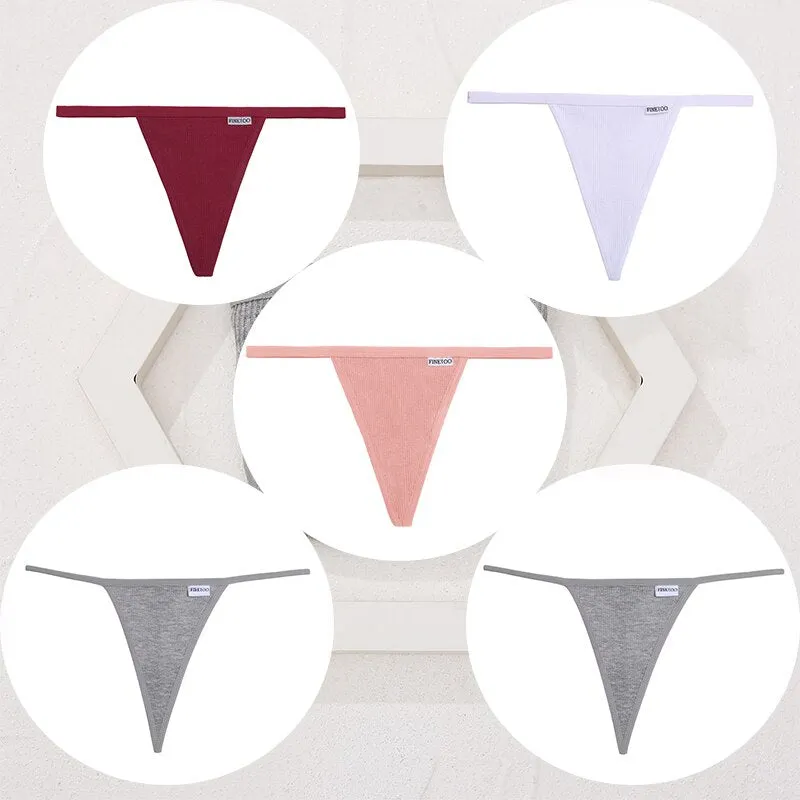FINETOO 5PCS/Set Sexy G-string M-XL Cotton Girls Panties Women's Pantys Female Underpant Ladies Thong Lingerie Bikini Underwear