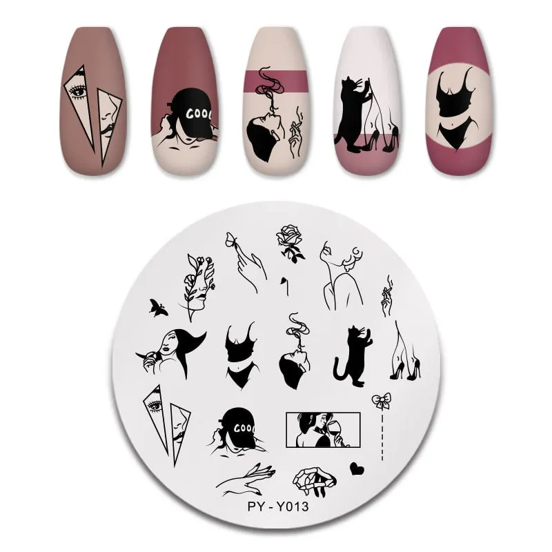 PICT YOU Nail Stamping Plates Flower Plant Pattern Nail Art Plate Stencil Stainless Steel Line Pictures Theme Image Plates Mold-Nail Inspo