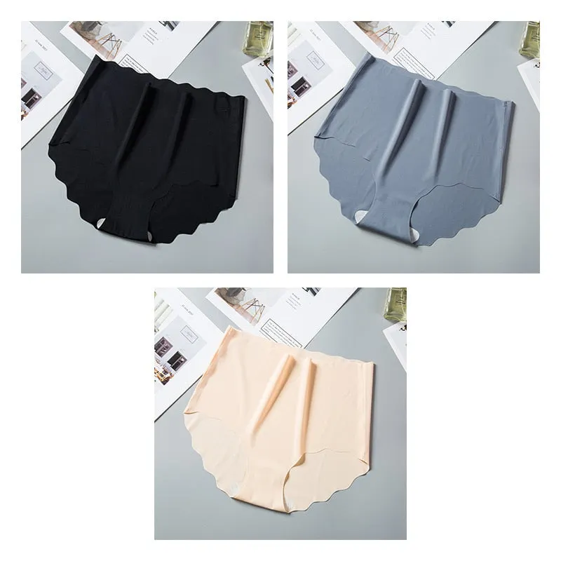 3pcs High Rise Seamless Panties For Woman Underwear Briefs Wave Solid Female Panties New Underwear Seamless Panties For Ladies
