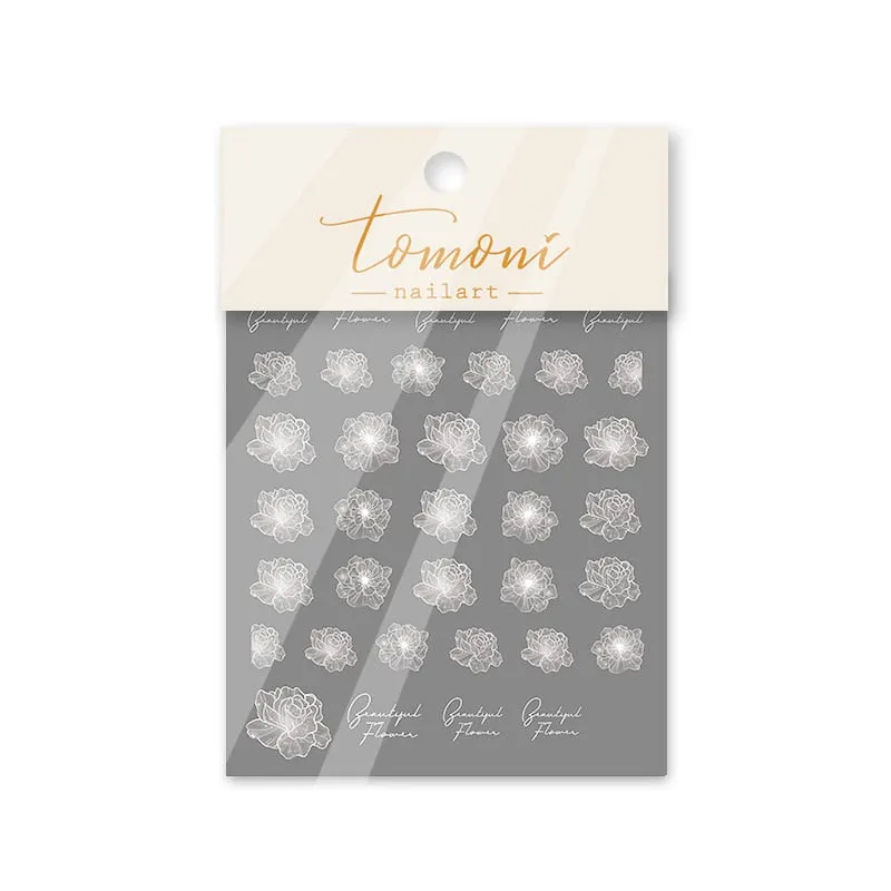 5d Nail Sticker Rainbow Flower DIY Cute White Flower Nail Decals Manicures For Design Sticker Self Adhesive Transfer Foil Decor