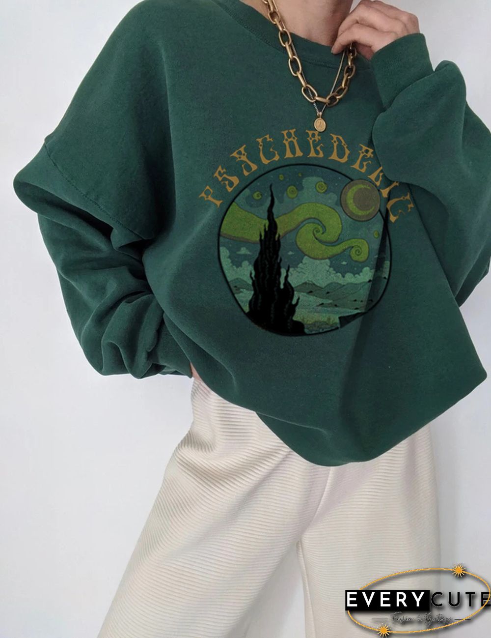 Starry Sky Print All-Match Casual Loose Sweatshirt