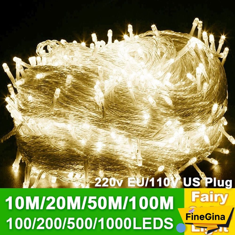 New 8 Modes Christmas Fairy Light Outdoor Waterproof AC 220V/110V 50M/20M/10M 500/200/100LED Fairy LED String Light Chirstmas String Garland For Xmas Wedding Christmas Party Holiday